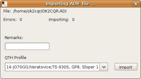 Importing ADIF file